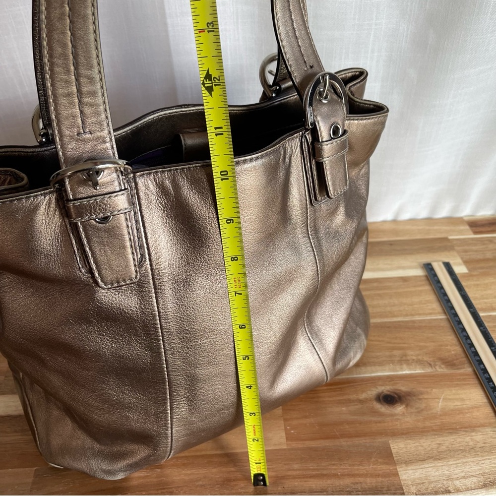 ON HOLD-Coach Metallic Bronze Leather Tote with Wristlet - Picture 10 of 16